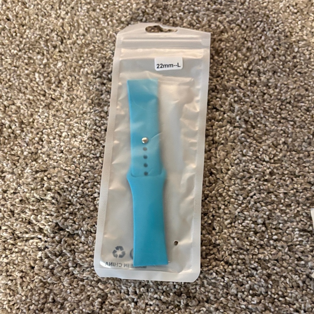 Silicone Replacement Wristband - Aqua Blue (22mm, Large)